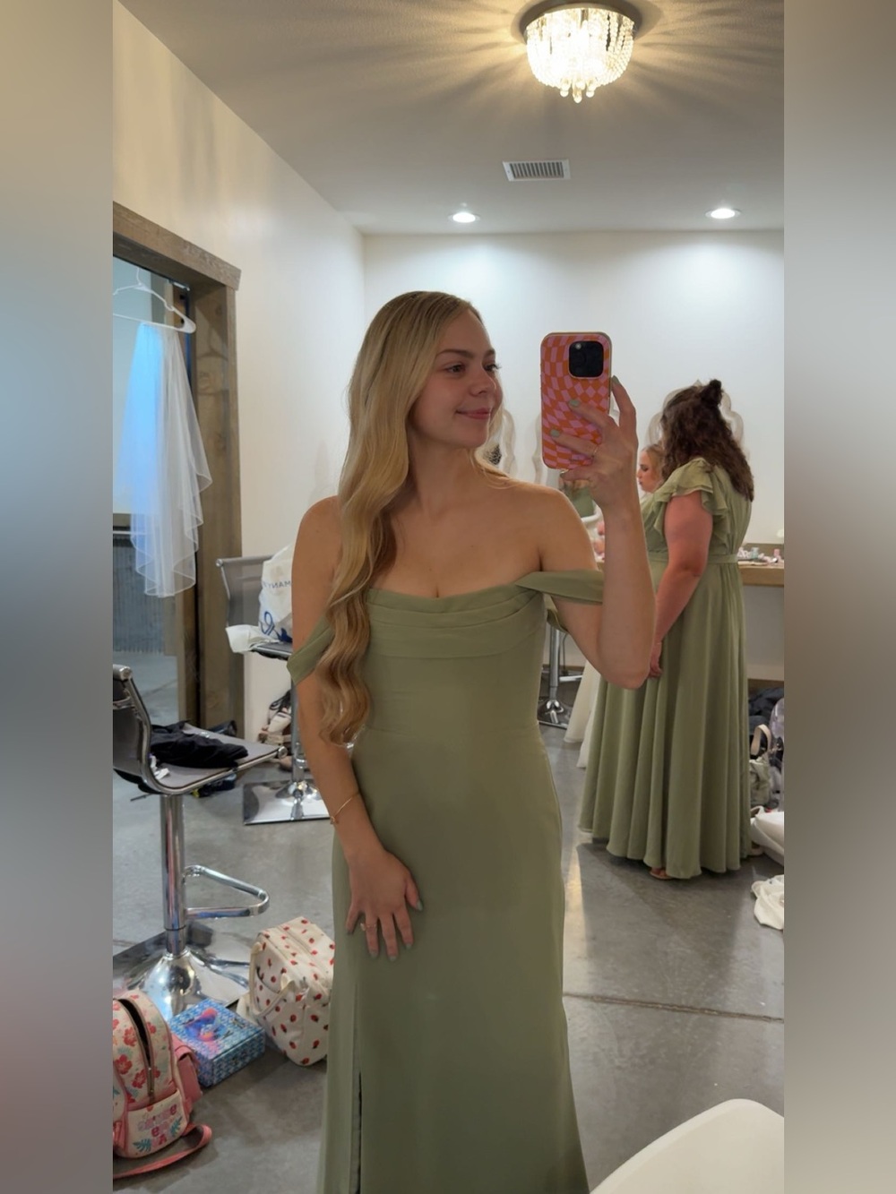 Azazie Pistachio “Saige” Dress